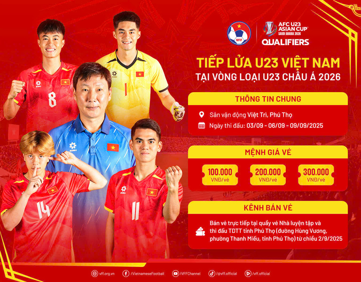 Mua vé xem U23 Việt Nam dự vòng loại U23 châu Á 2026 ở đâu, khi nào?
